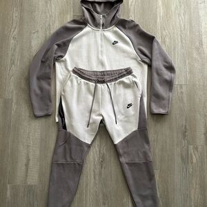 Nike Sportswear Tech Fleece Tracksuit Hoodie Joggers Set Bleach Stained Large